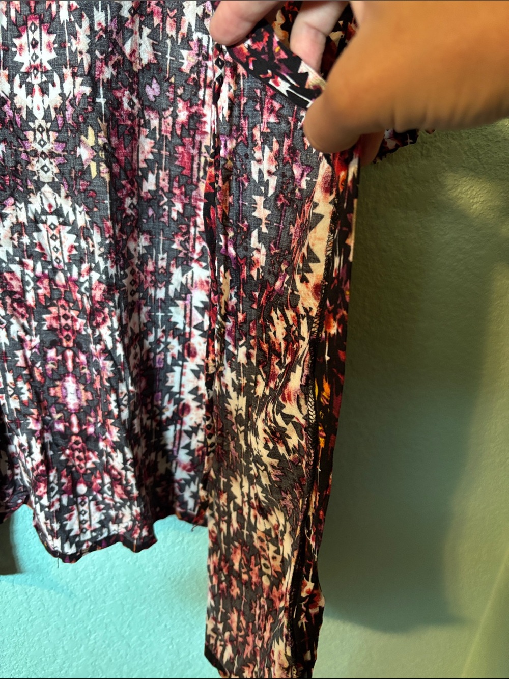 Pinkblush Open-Front Pink & Black Geometric Rayon Robe Women’s Small - Picture 6 of 6